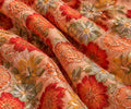 FAB 3 – peach embroidered floral fabric