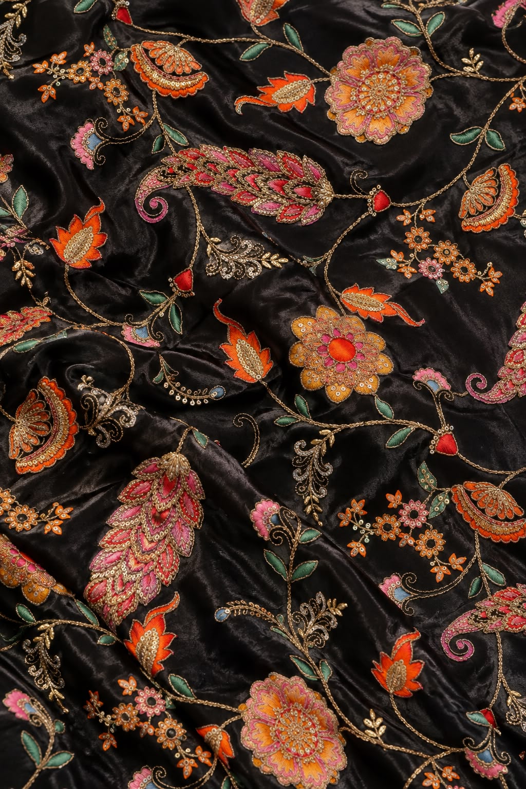 FAB 8 – black embroidered floral fabric