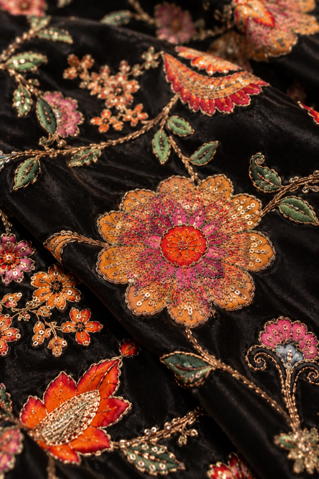 FAB 8 – black embroidered floral fabric